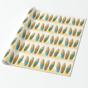 Papier Cadeau Rétro plage d'été de trio de planche de surf