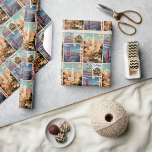 Papier Cadeau Rétro San Francisco Patchwork