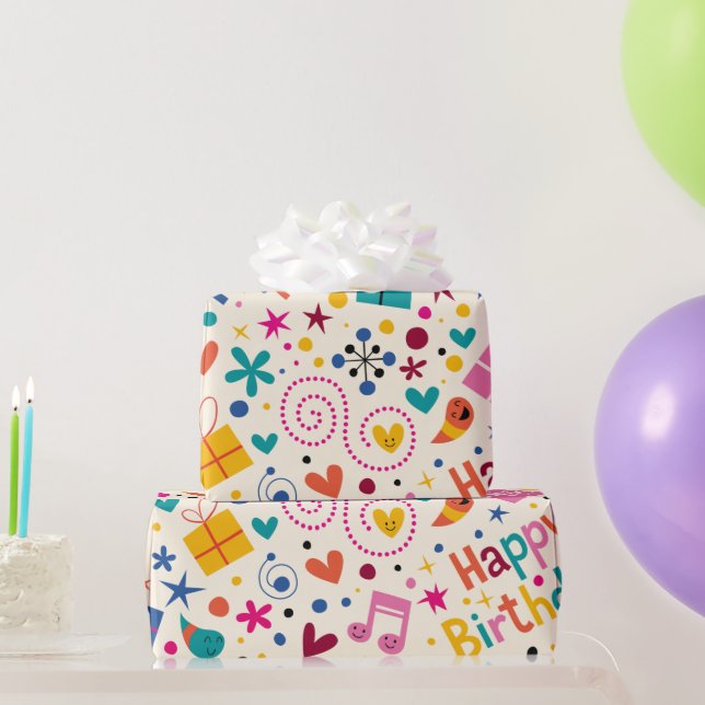 Papier Cadeau Retro Singing Joyeux Anniversaire (Cadeaux de fête)