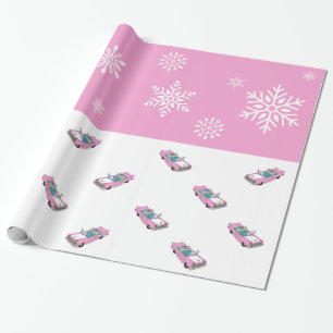 Papier Cadeau Retro - Snowflakes & Car