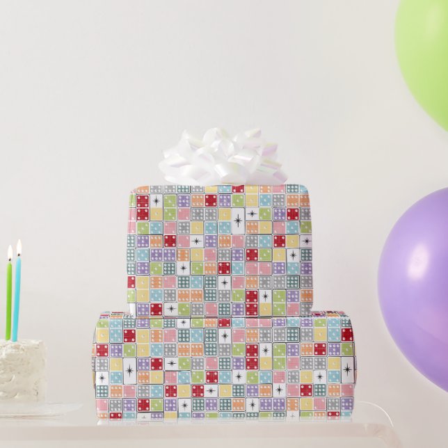 Papier Cadeau Retro Starburst Dominoes (Cadeaux de fête)