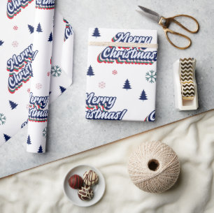 Papier Cadeau Retro Super Joyeux Noël Typographie 70