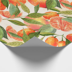 Papier Cadeau RETRO Tangerines Mandarins