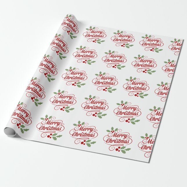 Papier Cadeau Rétro typographie de Joyeux Noël (Déroulé)