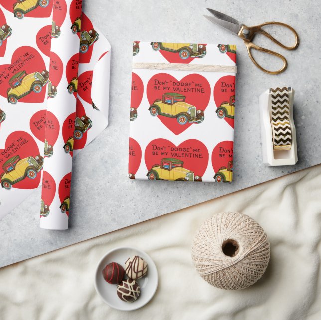 Papier Cadeau Retro Valentine, Don't Dodge Me, Be My Valentine! (Artisanat)