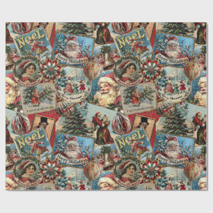 Papier Cadeau Retro Vintage Christmas : Holiday Cheer Collage