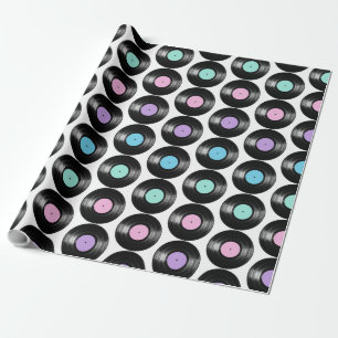 Papier Cadeau Retro Vinyl Records Motif coloré