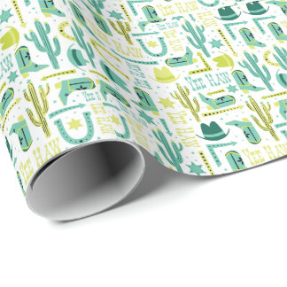 Papier Cadeau Retro Western Wrapping Paper | Turquoise & Lime