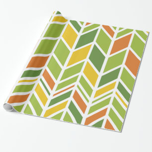 Papier Cadeau Rétro Zig-Zag Orange & Green Chevron