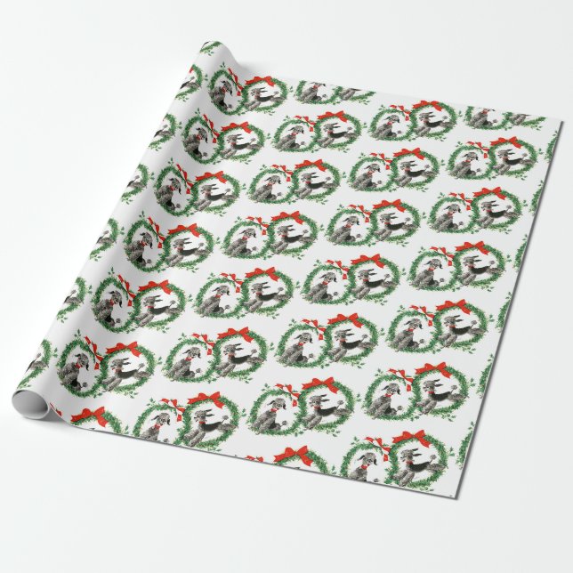 Papier Cadeau Rétros caniches de Noël (Déroulé)