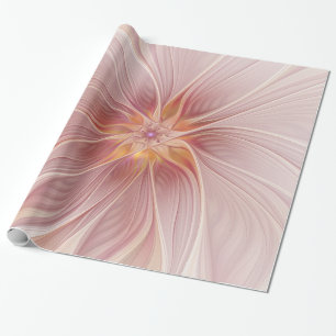 Papier Cadeau Rêve floral rose tendre, art fractal abstrait de f