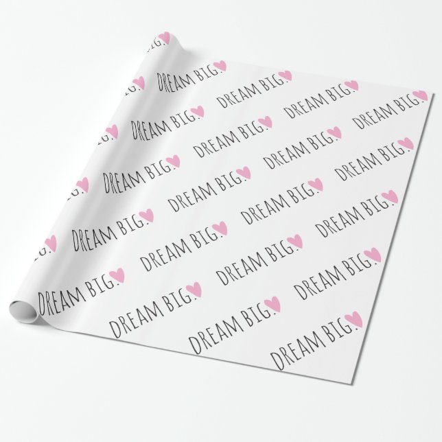Papier Cadeau Rêve grand avec le papier d'emballage de coeur (Déroulé)