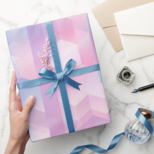 Papier Cadeau Rêve Rose Bleu Pastel Fondu Blanc Motif Abstrait