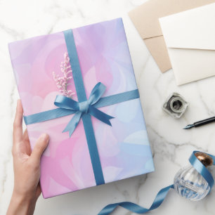 Papier Cadeau Rêve Rose Bleu Pastel Fondu Motif Abstrait Blanc