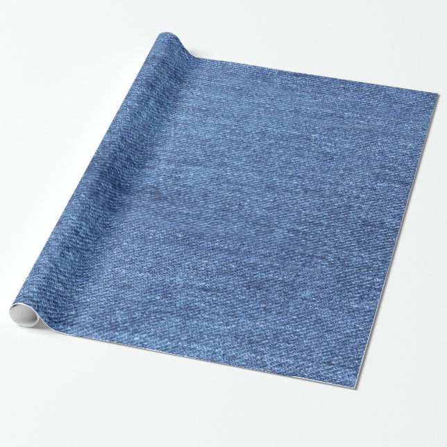 Papier Cadeau Revêtement bleu blanc Denim - Regarder l'image (Déroulé)