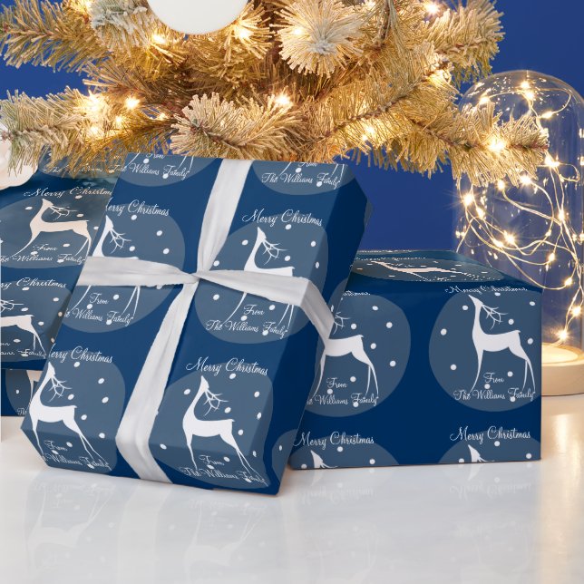 Papier Cadeau Rinder dans la neige Nom personnalisé (Vacances)