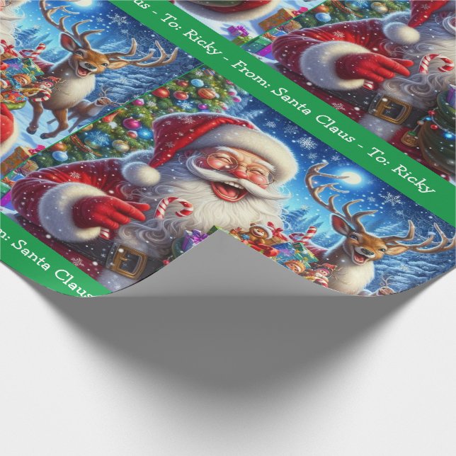 Papier Cadeau Rire Père Noël Ajouter Garçon Fille Nom Noël (Coin)