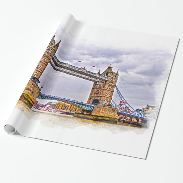 Papier Cadeau River Thames & Tower Bridge, Londres Angleterre (Déroulé)