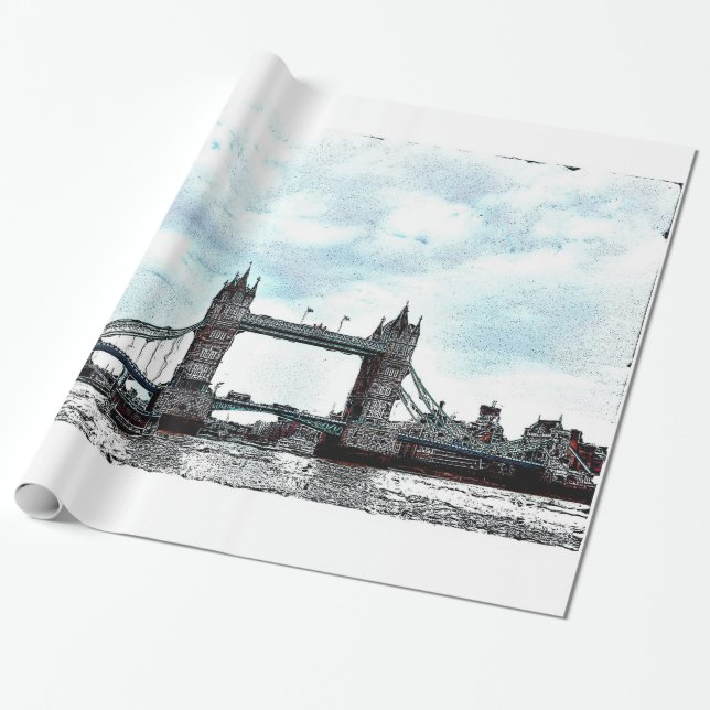 Papier Cadeau River Thames & Tower Bridge, Londres Angleterre (Déroulé)