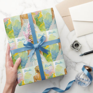 Papier Cadeau Robe de mariée blanche pour la douche de mariée su