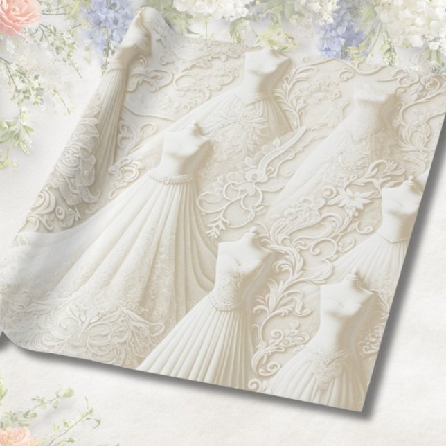 Papier Cadeau Robe de Mariée Lumières en Dentelle Blanche pour E (Créateur téléchargé)