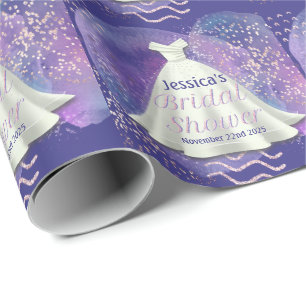 Papier Cadeau Robe de mariée pour la fête prénuptiale Violet et 