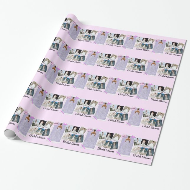 Papier Cadeau Robe mariage Fête des mariées rose et lavande (Déroulé)