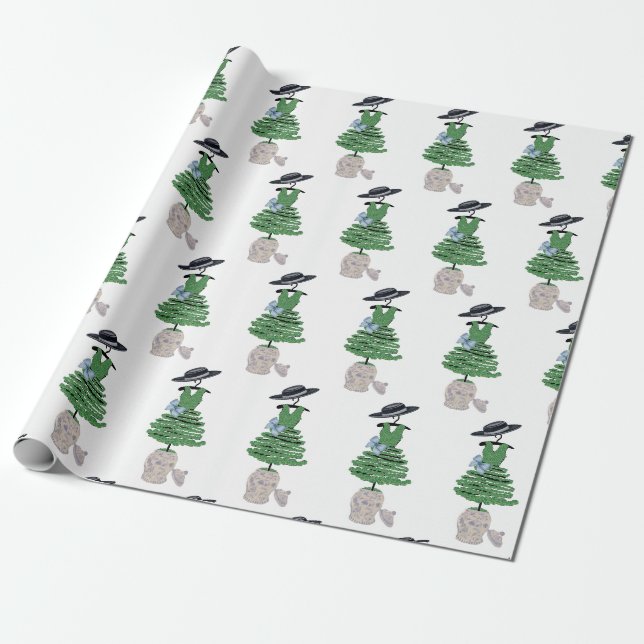 Papier Cadeau Robe Mode Topiary Ginger jarres (Déroulé)