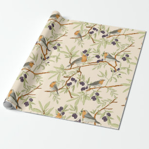 Papier Cadeau Robes sur branches d'oliviers