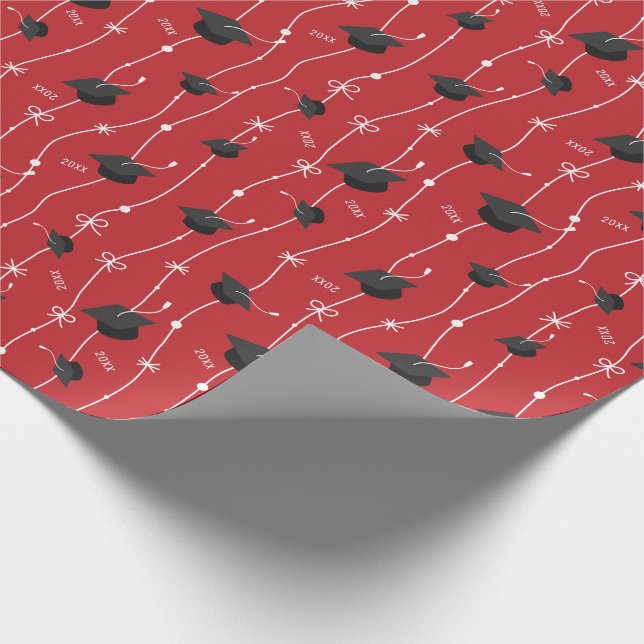 Papier Cadeau Robinet de graduation rouge et ruban (Coin)