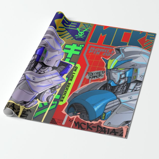 Papier Cadeau robot japonais anime (Déroulé)