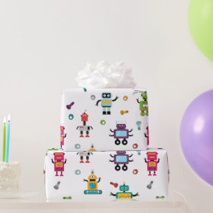 Papier Cadeau Robots multicolores mignons Motif robotique pour e