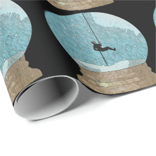 Papier Cadeau Rocher grimpeur de corde repousser la neige globe