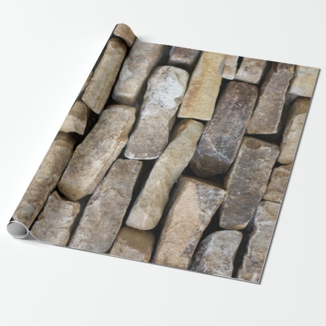 Papier Cadeau Roches empilées Mur de pierre (Déroulé)