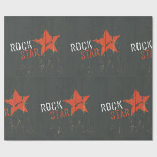 Papier Cadeau Rock Star en Détresse Grunge Étoile Rouge