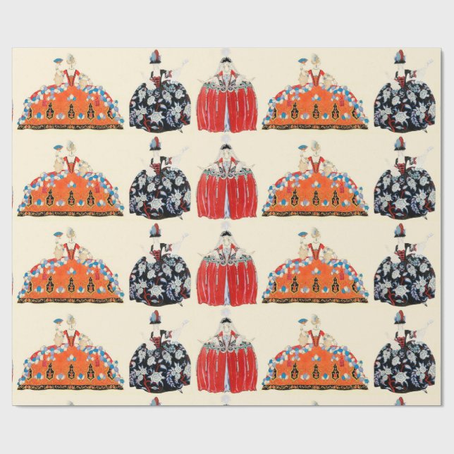 PAPIER CADEAU ROCOCO LADIES ART DÉCO DESIGN MODE COSTUME (Plat)