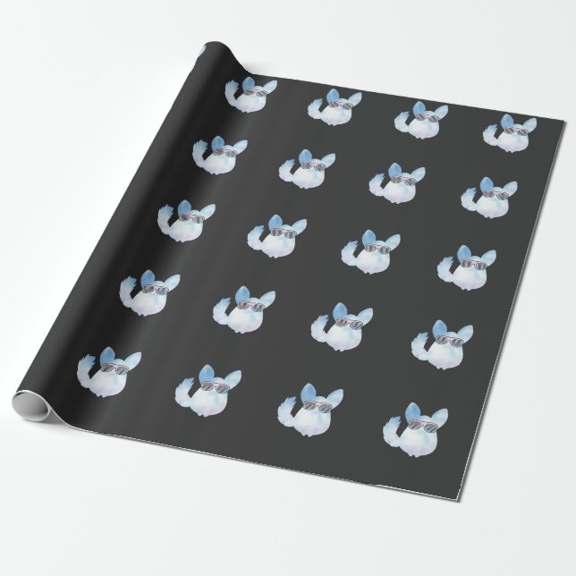 Papier Cadeau Rodent Chinchilla rétro avec lunettes de soleil (Déroulé)