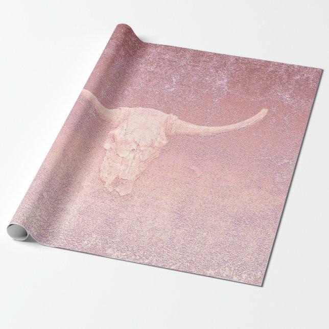 Papier Cadeau Rodeo rose Art Texture Rustique Taureau (Déroulé)