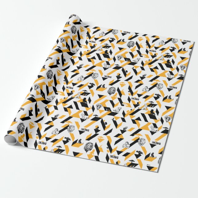 Papier Cadeau Roi Lion| Motif géométrique noir et or (Déroulé)