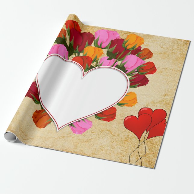 Papier Cadeau rôle de cadeau Jour de San Valentin (Déroulé)