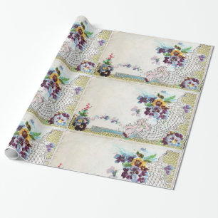Papier Cadeau ROMANTİCA / Romantique floral, élégant panier à fl