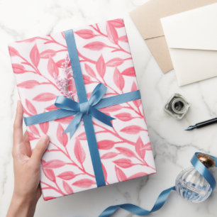 Papier Cadeau Romantique Chic Botanique Feuilles rose pâle