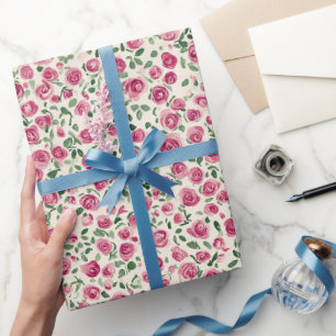 Papier Cadeau Romantique Chic Roses Rose rose Floral