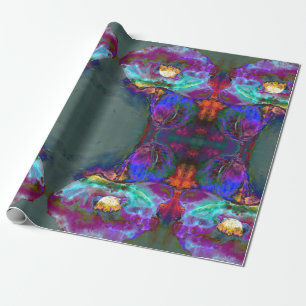 Papier Cadeau Romantique élégant violet turquoise peinture de fl
