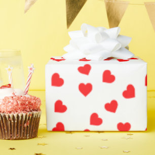 Papier Cadeau Romantique Joueur Motif de Coeur Rouge Blanc