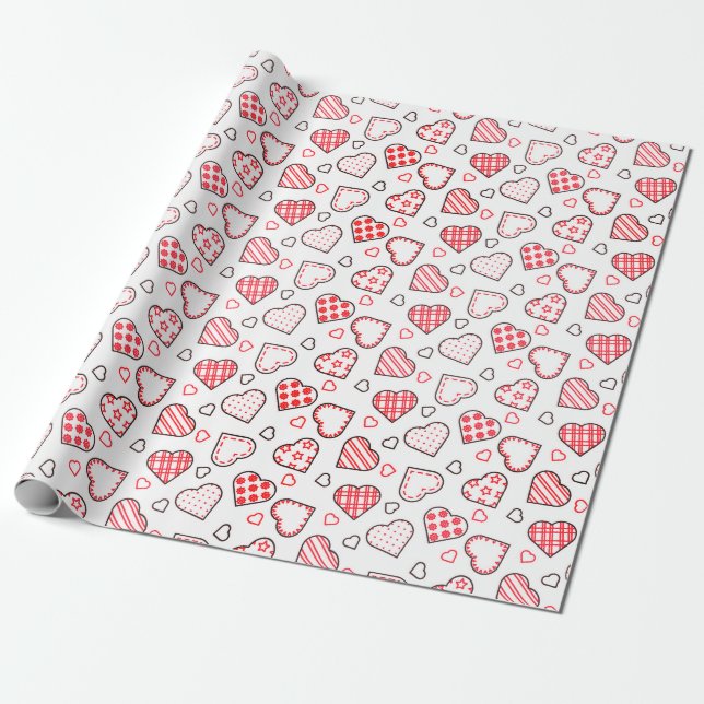 Papier Cadeau Romantique Red Love Motif coeur | Vacances (Déroulé)