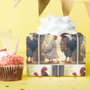 Papier Cadeau Rooster et Humour Hen