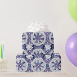 Papier Cadeau Rosace bleue et flocon de neige