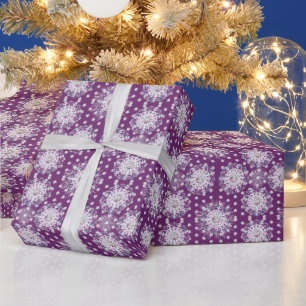 Papier Cadeau Rosace rouge cardinale et flocon de neige