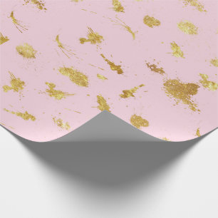 Papier cadeau rose à envelopper rose et or